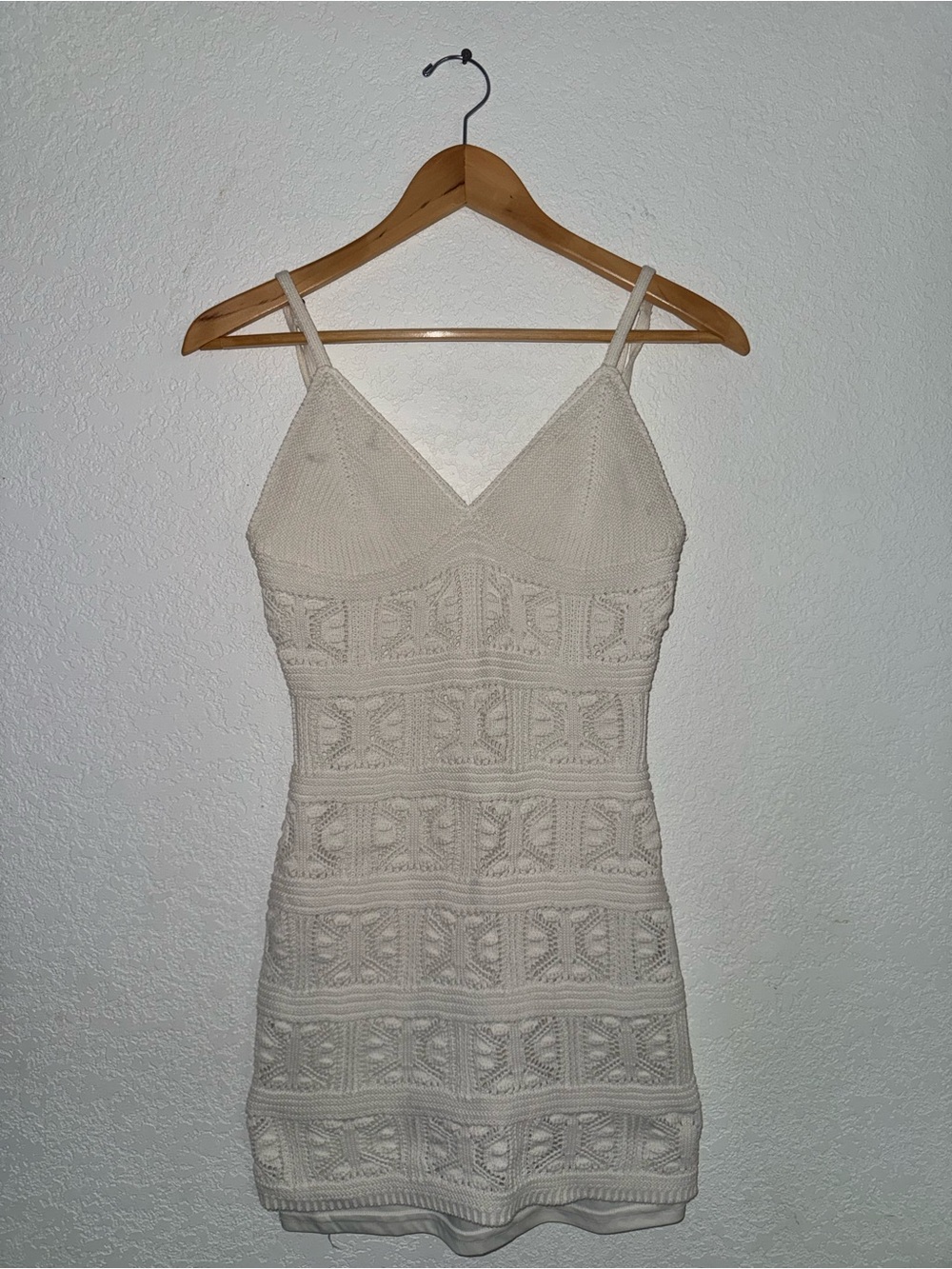 Olive & Oak White Crochet Knit Mini Dress